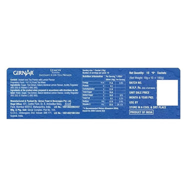 GIRNAR- Instant Iced Tea Premix - Lemon Flavour - 10 Sachets